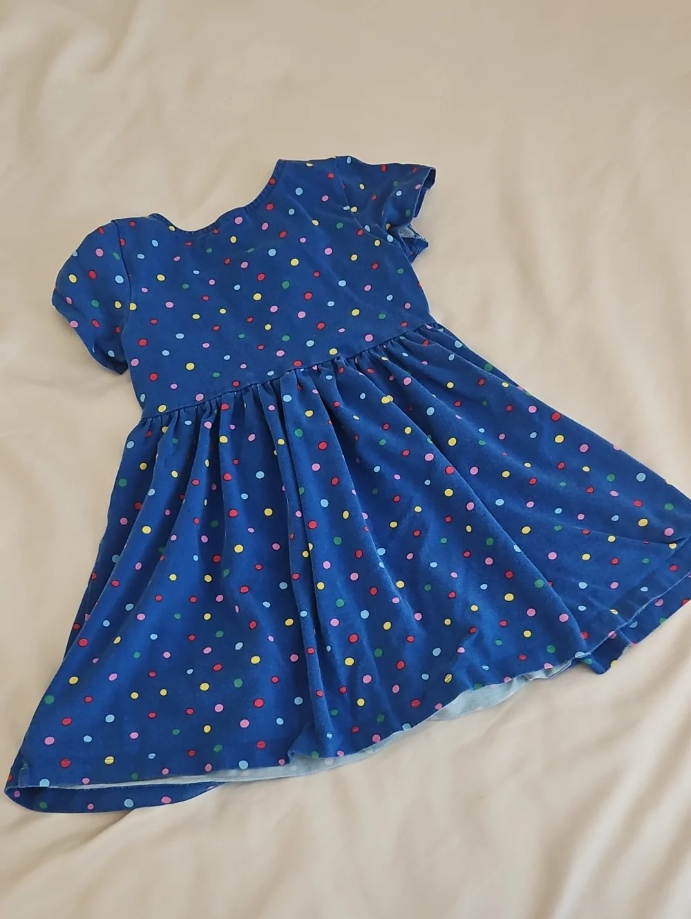 Hanna Andersson Short Sleeve Blue Polka Dot Dress Size 5T